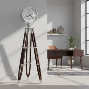 Chrome Spotlight Tripod Floor Clock — view 1