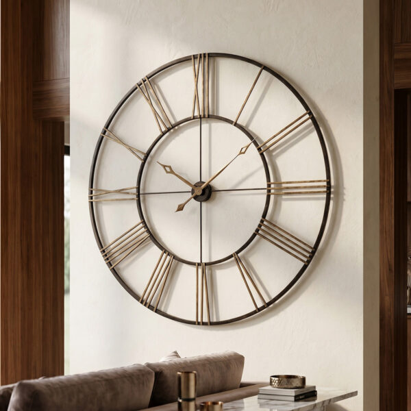 Aged Iron Open-Frame Wall Clock — view 1