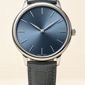 Blue-Dial Watch with Leather Strap — view 1
