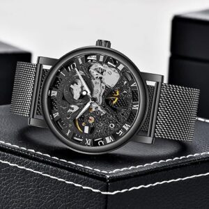Black Openwork Watch with Mesh Bracelet — view 1