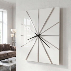 White Starburst Square Wall Clock — view 1